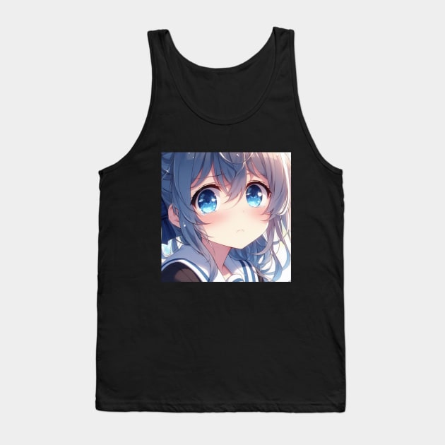 Anime Eyes - Blue and Worried Tank Top by AnimeVision